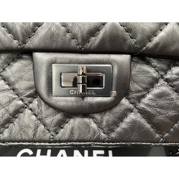 CHANEL MINI REISSUE FLAP BAG 2.55 BLACK chain CALFSKIN LEATHER BAG 2021 - Picture 3 of 10